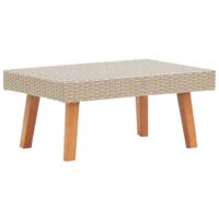 Vidaxl – Table basse de jardin en résine tressée beige – Pieds en acier enduit de poudre – Dimensions 70x50x33 cm – Résistante aux intempéries