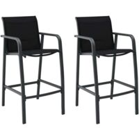 Chaises de bar de jardin lot de 2 Noir Textilène vidaXL