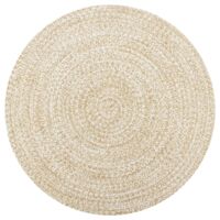 Vidaxl – Tapis shaggy fait à la main en jute et coton – Couleur blanc et naturel – Diamètre 120 cm – Texture douce et durable