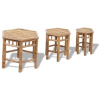 Vidaxl – Lot de 3 tabourets de jardin en bambou – Résistants aux intempéries – Empilables pour gain de place – Design rustique et élégant