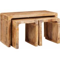 Vidaxl – Tables gigognes marron en bois de mangue massif – Dimensions 82 x 40 x 46 cm – Design moderne et épuré – Usage intérieur uniquement