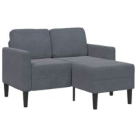 Vidaxl – Canapé d'angle 2 places en L – Longueur 125 cm – Tissu velours gris foncé – Design compact pour petits espaces