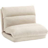 Fauteuil de sol canapé paresseux fauteuil convertible en lit inclinable 90° à 180° tissu - 70 x 72 x 56 cm - beige