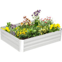 Lit de jardin surélevé carré potager en acier galvanisé protection contre mauvaises herbes 120 x 90 x 30 cm argent