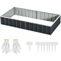 Carré Potager de Jardin 174 x 90 x 30 cm - modulable, Montage sans Outils, Gants fournis - tôle d'acier ondulée Anthracite