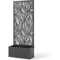 Jardinière avec treillis, bac à fleurs, avec brise-vue, pour plantes grimpantes, métal, 45 x 21,5 x 110 cm, noir