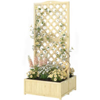 Jardinière avec Treillis Carré Potager Bois Pliable Double Bac à Fleurs pour Plantes Grimpantes 73 x 70 x 170 cm Naturel