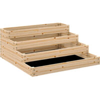 Carré potager de jardin sans fond 4 étages pour herbes légumes fruits fleurs 113 x 113 x 46 cm bois naturel