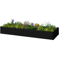 Carré potager de jardin rectangulaire jardinière extérieure 241 x 90,5 x 30 cm tôle d'acier ondulée noir