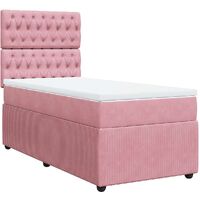 Sommier à lattes de lit avec matelas Rose 90x200 cm Velours vidaXL