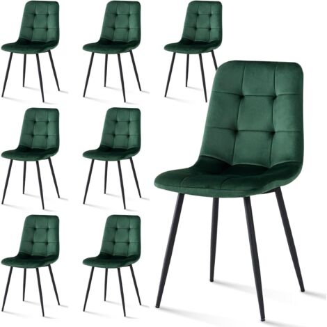 Esszimmerstühle 8er Set gepolsterte Stühle mit Samtbezug und dickem Sitzkissen Milano grün für Küche Wohnzimmer und Arbeitszimmer