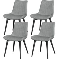 Grey Dining Chairs Set of 4 Modern Faux Leather Upholstered Dining Room Chairs with Sturdy Metal Legs Mid-Century Style Comfortable Seating for Kitchen Living Room Office and Dining Room