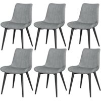 Grey Dining Chairs Set of 6 Modern Faux Leather Upholstered Dining Room Chairs with Sturdy Metal Legs Mid-Century Style Comfortable Seating for Kitchen Living Room Office and Dining Room