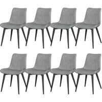 Grey Dining Chairs Set of 8 Modern Faux Leather Upholstered Dining Room Chairs with Sturdy Metal Legs Mid-Century Style Comfortable Seating for Kitchen Living Room Office and Dining Room