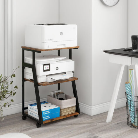 3-Tier Adjustable Printer Stand Rolling Storage Cart for 3D Printer/Heat Press (1/5)