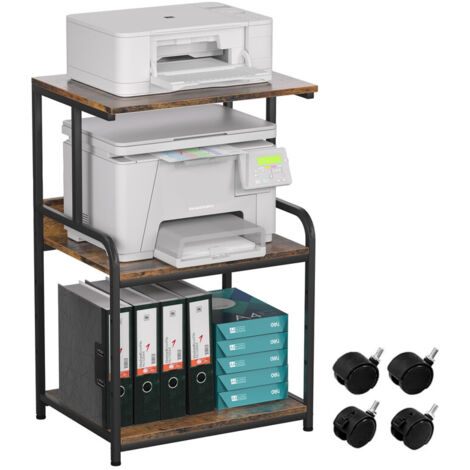 3-Tier Mobile Printer Cart with Storage, Large Rolling Printer Stand on Wheels, Multipurpose Shelf for Fax Machines, Scanners (1/5)