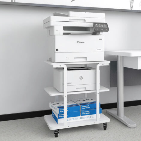 Heavy Duty 3-Tier Rolling Printer Stand, 60x50x67cm Large Under Desk Storage Trolley on Wheels, Multipurpose Shelf for Fax Machines, Scanners and Home Office (1/5)