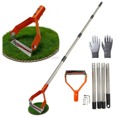 Azada de estribo ajustable de 125-161 cm - Azada de jardín de acero para desherbar y aflojar la tierra - Naranja
