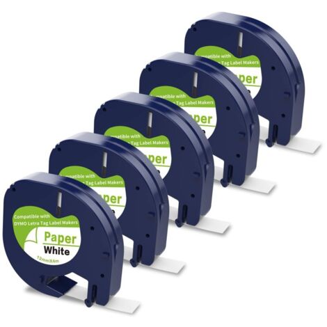 Cinta de etiquetas térmicas Dymo LetraTag - rollo de etiquetas térmicas de 12 mm x 4 m, compatible con LT100H y LT110T, color azul.