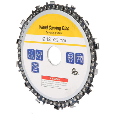 Disco de cadena de carburo de 125 mm - Hoja de corte y tallado, 14 dientes, orificio de 22 mm, para amoladora angular (1/5)