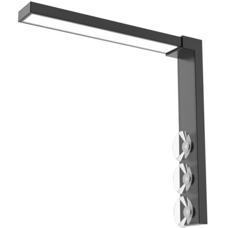 Lámpara LED de ABS para pequeños acuarios de escritorio, ideal para el cultivo de algas y plantas acuáticas. Doble modo de iluminación. Se fija con tres ventosas.