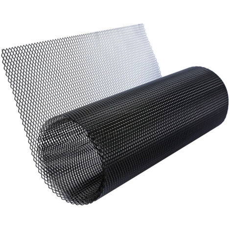 Parrilla de aleación de aluminio pintada de negro, rejilla de parachoques enrollable, perforación de diamante, negro (1/5)