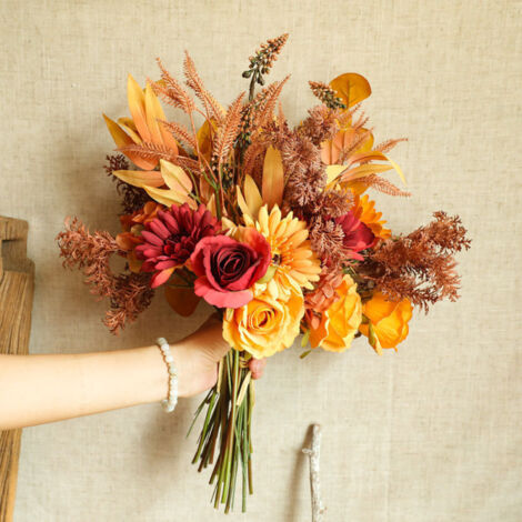 Ramos de flores artificiales realistas de otoño, centros de mesa DIY para el hogar, la cocina, la oficina, fiestas, bodas, Navidad. (1/5)