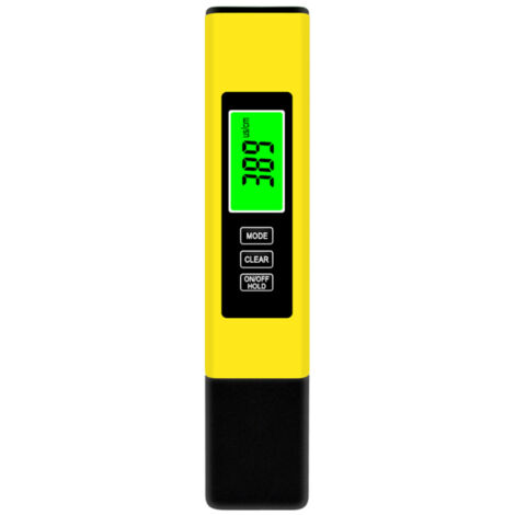 Medidor de calidad del agua 3 en 1, analizador de calidad del agua (TDS/EC/temperatura), función de retención de datos, pantalla retroiluminada, color amarillo.