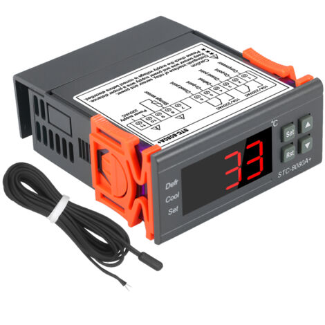Irovami Controlador digital de temperatura STC-8080A+ – 220V, descongelación automática, con sonda NTC – Para refrigerador, nevera, congelador (1/5)