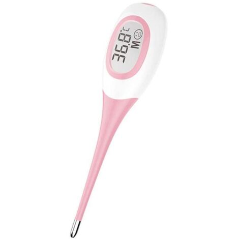 Termómetro electrónico de alta gama con medición rápida de 8 segundos, termómetro oral, gran pantalla LCD tricolor, rosa. (1/5)