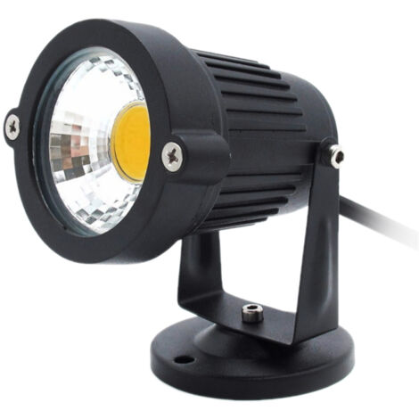 Lámpara de jardín COB de 7 W, 12 V CC, IP65, con base, luz blanca cálida.