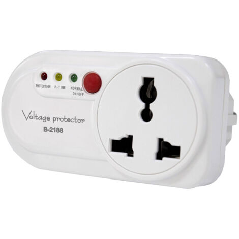 Protección electrónica para refrigerador, sobretensión/fluctuación de voltaje, 2000 W, 16 A, enchufe único, montaje en pared, ahorro de energía, 3 luces indicadoras de seguridad.