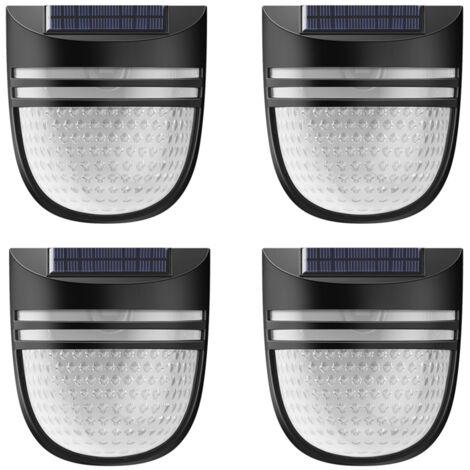 Luz solar para valla de jardín, aplique solar impermeable para pared, iluminación decorativa para patio y jardín exterior, luz cálida (juego de 4)