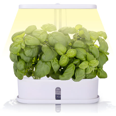 Sistema de cultivo hidropónico de interior, depósito de 2,5 L, luz LED de espectro completo, 10 cápsulas de germinación, altura ajustable, temporizador automático.