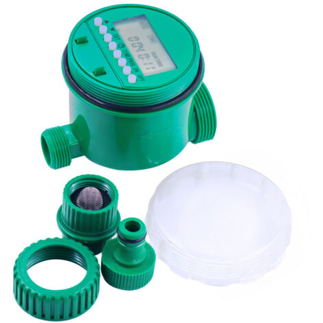 Temporizador de riego inteligente con pantalla digital LED, hasta 16 programas, funciona con pilas, para jardines, céspedes e invernaderos.
