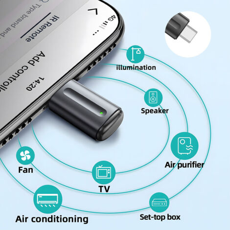 Nuevo adaptador de control remoto inalámbrico infrarrojo IR para electrodomésticos, transmisor infrarrojo para teléfonos móviles compatible con iPhone/Micro USB/Tipo-C (1/5)