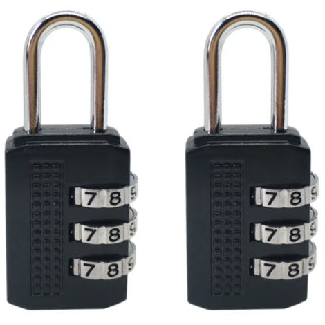 Candado de combinación de 3 dígitos en aleación de zinc, color negro, para maleta, equipaje o taquilla. (1/5)