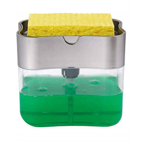 Dispensador de lavavajillas líquido con puerta y esponja (gris claro) (1/5)