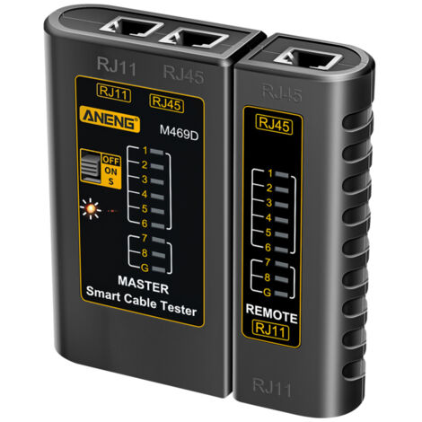 Probador de cables de red M469D para líneas telefónicas RJ11 y RJ45 con indicador LED, comprobación de encendido/apagado / Cables de red blindados / Pruebas de larga distancia
