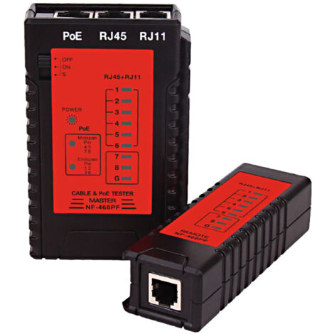 Probador de cables de red PoE RJ45 RJ11 NF-468PF para cables Ethernet LAN y de telefonía fija (1/5)