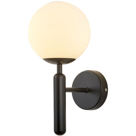 Aplique de pared moderno con pantalla de cristal esférica, ideal para la iluminación interior del salón, el dormitorio o el pasillo (bombilla no incluida).