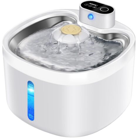Dispensador de agua para gatos, 2,6 litros (86 onzas), con indicador de nivel de agua, apto para gatos y perros, con detector de movimiento. (1/5)