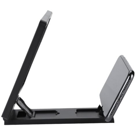 Lupa para pantalla de teléfono móvil con soporte y altavoz incorporado (negra)