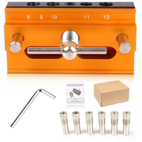 Plantilla de perforación vertical autocentrante para agujeros ocultos, guía de perforación con punzón, accesorio para kit de herramientas de carpintería (1/5)