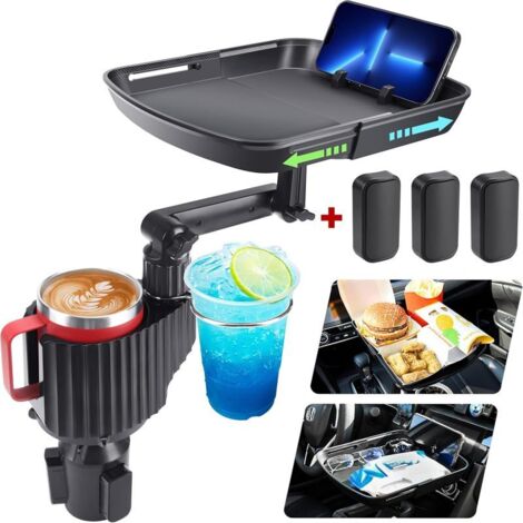 Portavasos para coche expandible 3 en 1, bandeja para comidas, compatible con vasos de 350 a 1,2 L (12 a 40 oz). (1/5)