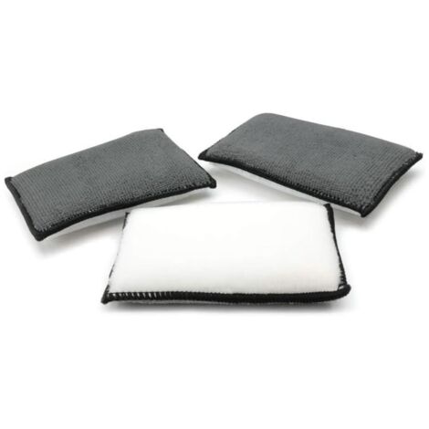Juego de 3 esponjas de limpieza para el interior del coche (12,7 x 7,6 cm), esponjas de microfibra para lavar el coche, almohadillas de limpieza para las puertas del coche, plástico (1/5)
