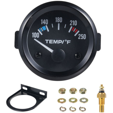 Indicador de temperatura del agua de 52 mm (2 pulgadas), 12 V, con sensor y retroiluminación LED blanca, rango de medición de 100 a 250 °F (40 a 120 °C), para automóviles, camiones, barcos, caravanas 