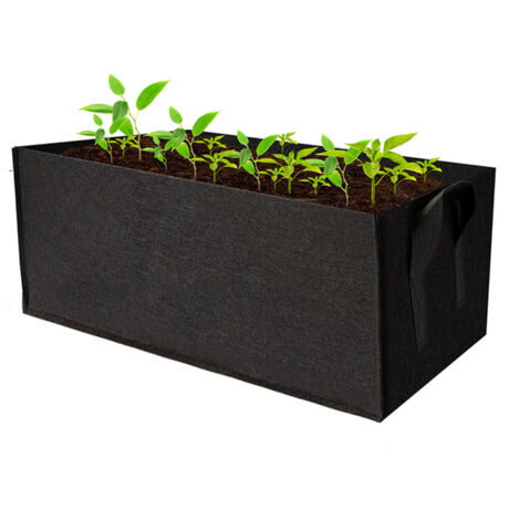 Bolsas de cultivo rectangulares de fieltro, 61x30x20cm, con asas, transpirables, para hortalizas, flores, hierbas y jardinería. (1/5)