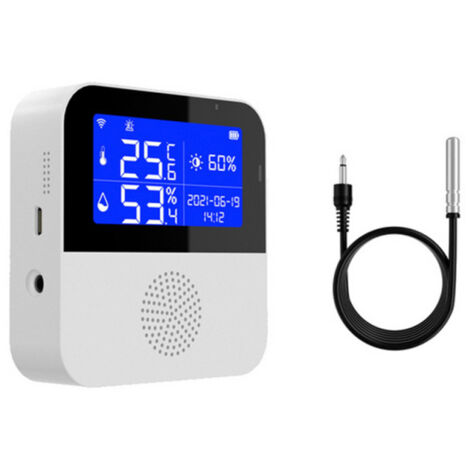 Sensores de temperatura y humedad Tuya Wifi, control remoto mediante aplicación, compatibilidad con control por voz de Google Home