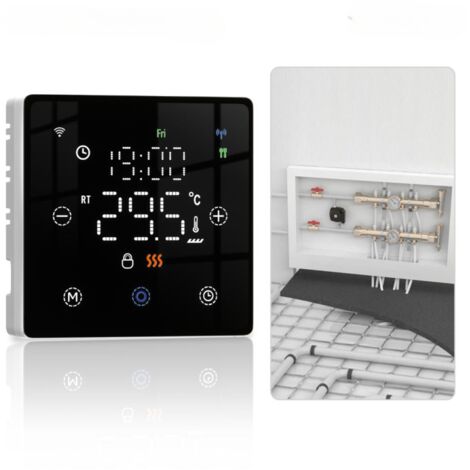 Termostato inteligente WiFi para el hogar, termostato de bajo consumo para calderas y calefacción por suelo radiante, funciona con pilas (pilas no incluidas).